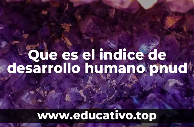 Que es el indice de desarrollo humano pnud