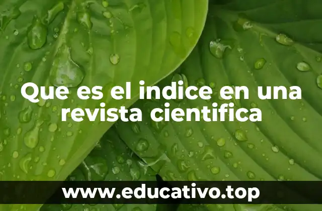 Que es el indice en una revista cientifica