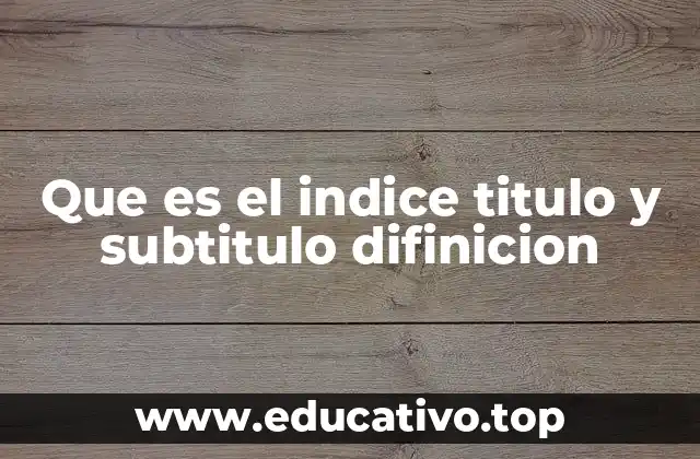 Que es el indice titulo y subtitulo difinicion