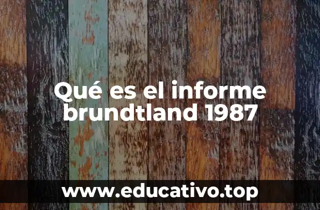 Qué es el informe brundtland 1987
