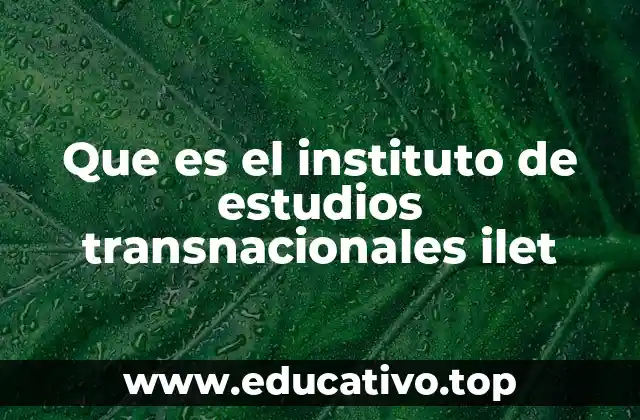 Que es el instituto de estudios transnacionales ilet