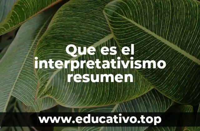 Que es el interpretativismo resumen