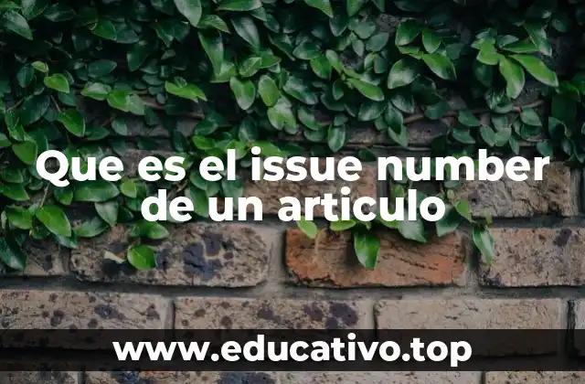 Que es el issue number de un articulo