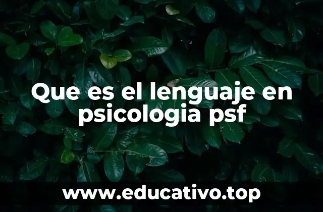 Que es el lenguaje en psicologia psf