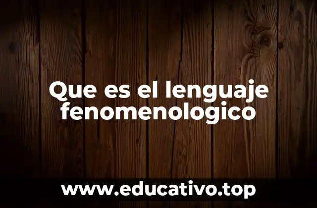Que es el lenguaje fenomenologico