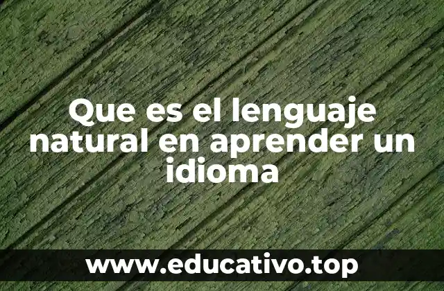 Que es el lenguaje natural en aprender un idioma