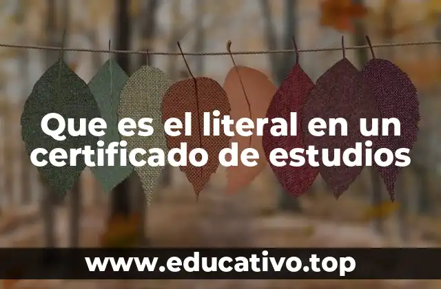 Que es el literal en un certificado de estudios