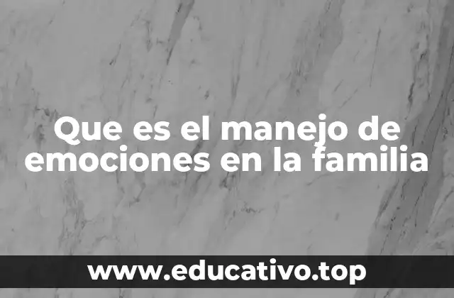 Que es el manejo de emociones en la familia