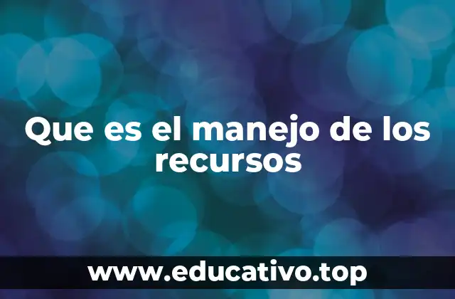 Que es el manejo de los recursos