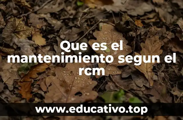 Que es el mantenimiento segun el rcm