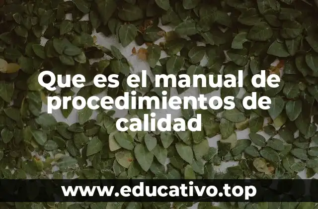 Que es el manual de procedimientos de calidad