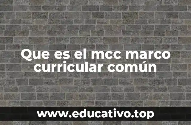 Que es el mcc marco curricular común