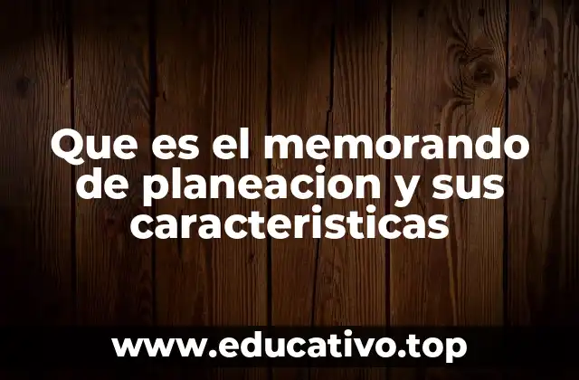 Que es el memorando de planeacion y sus caracteristicas