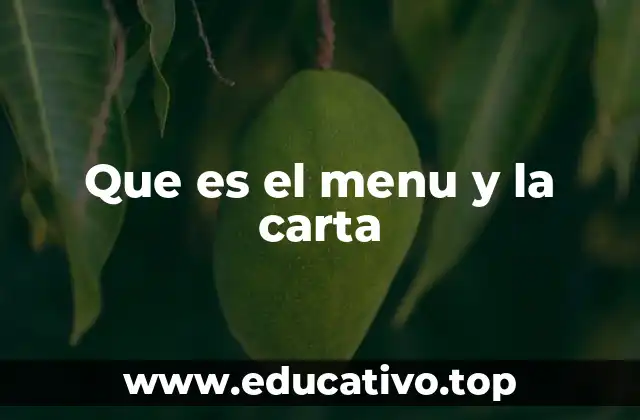 Que es el menu y la carta