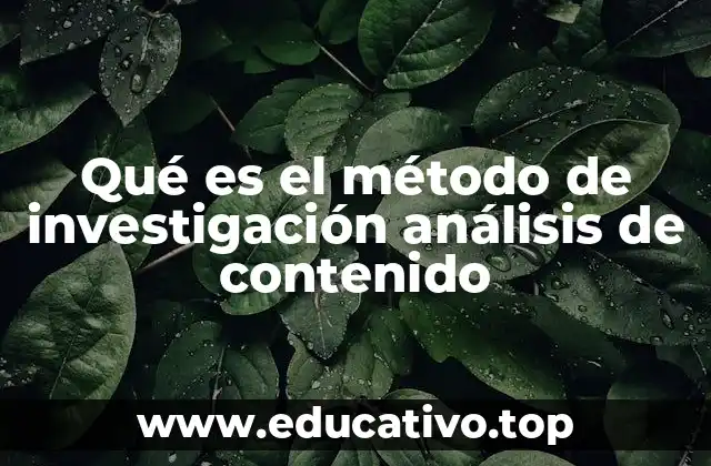 Qué es el método de investigación análisis de contenido