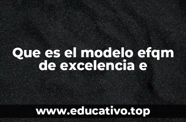 Que es el modelo efqm de excelencia e