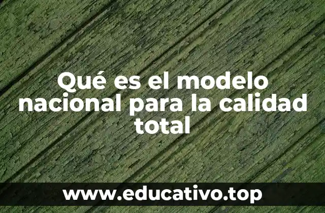 Qué es el modelo nacional para la calidad total