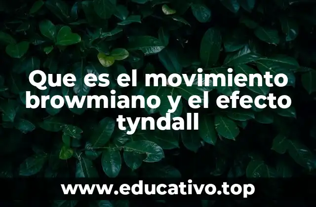 Que es el movimiento browmiano y el efecto tyndall