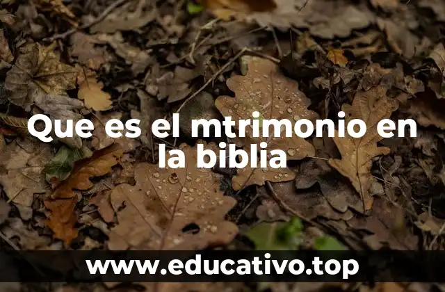 Que es el mtrimonio en la biblia