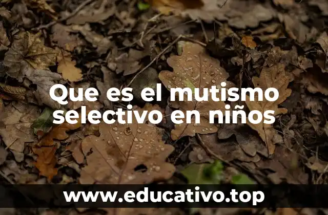Que es el mutismo selectivo en niños