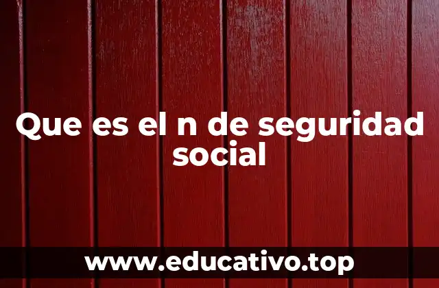 Que es el n de seguridad social