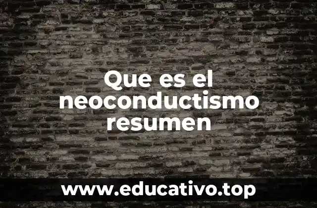 Que es el neoconductismo resumen