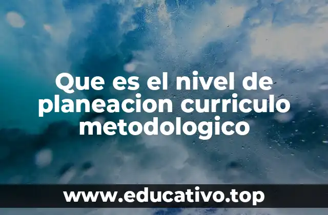 Que es el nivel de planeacion curriculo metodologico