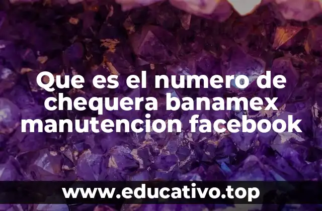 Que es el numero de chequera banamex manutencion facebook