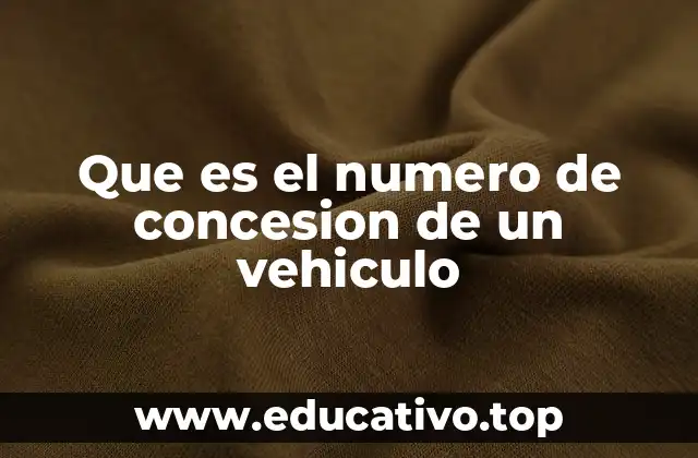 Que es el numero de concesion de un vehiculo