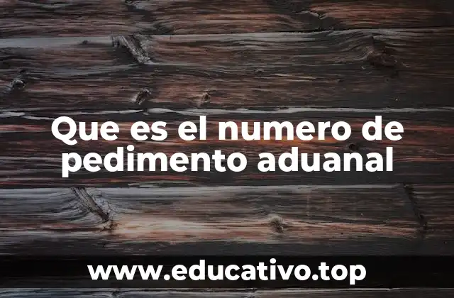 Que es el numero de pedimento aduanal