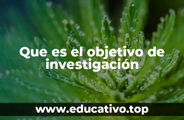 Que es el objetivo de investigación
