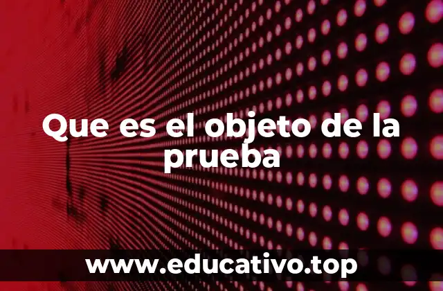 Que es el objeto de la prueba