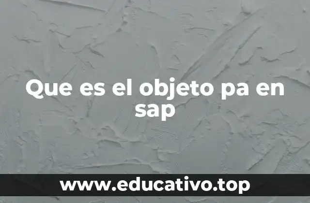 Que es el objeto pa en sap