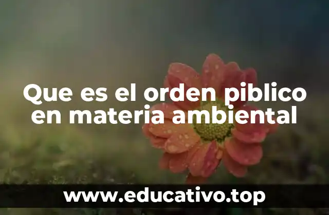 Que es el orden piblico en materia ambiental