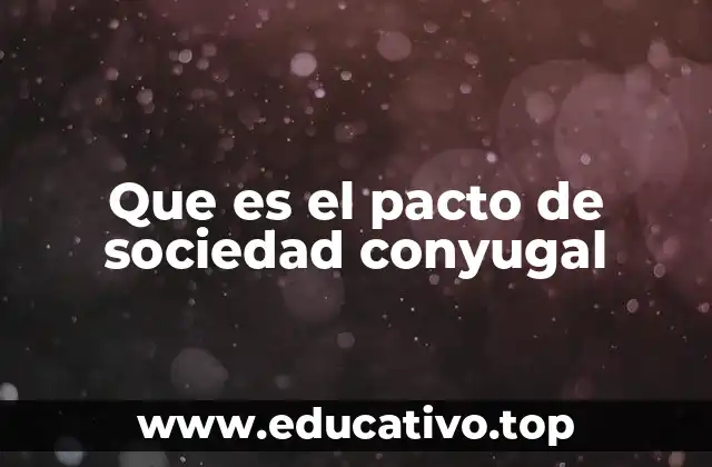 Que es el pacto de sociedad conyugal