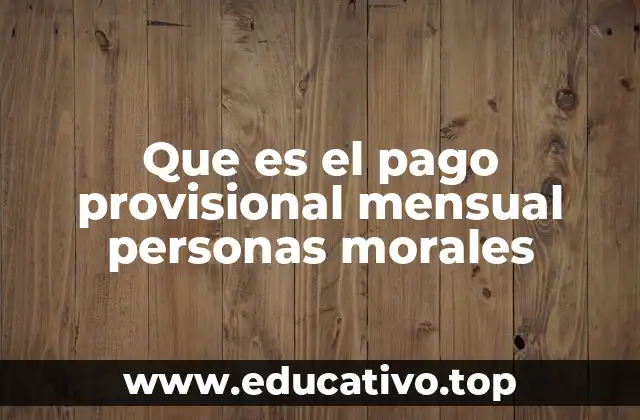 Que es el pago provisional mensual personas morales