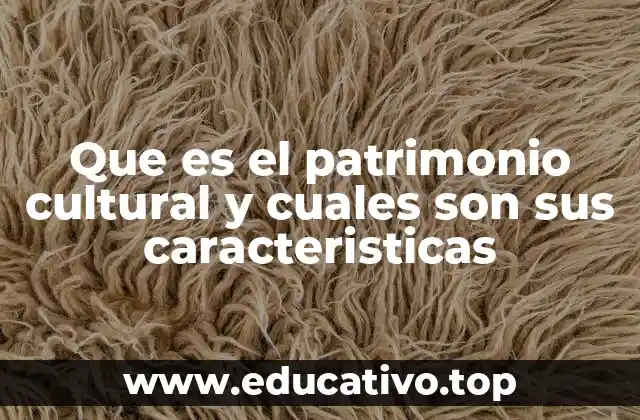 Que es el patrimonio cultural y cuales son sus caracteristicas