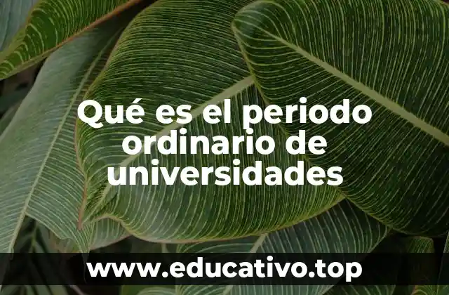 Qué es el periodo ordinario de universidades