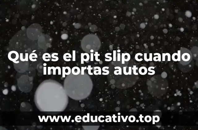 Qué es el pit slip cuando importas autos