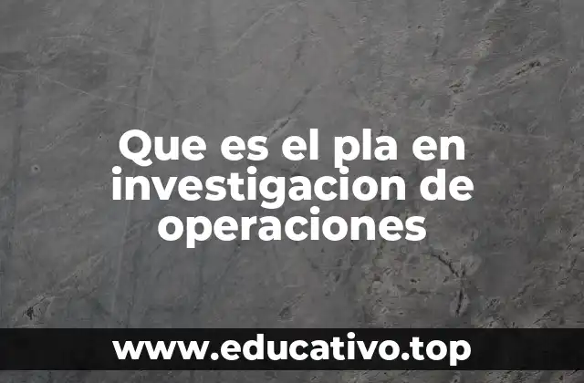 Que es el pla en investigacion de operaciones