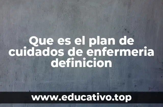 Que es el plan de cuidados de enfermeria definicion