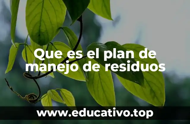 Que es el plan de manejo de residuos