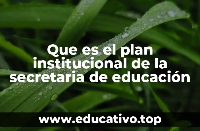 Que es el plan institucional de la secretaria de educación