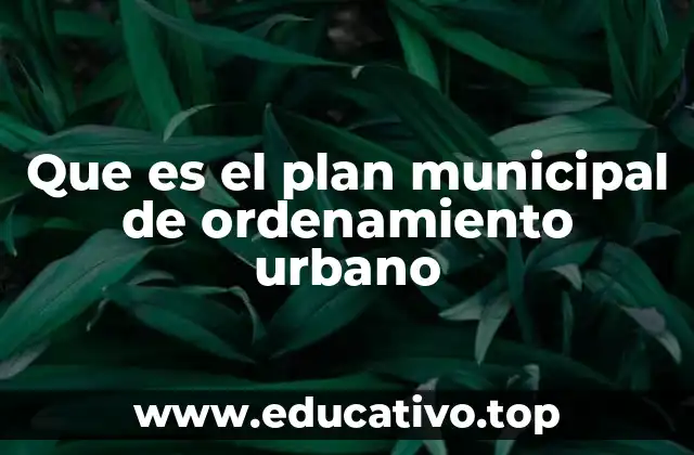 Que es el plan municipal de ordenamiento urbano