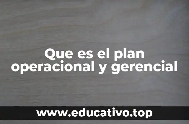 Que es el plan operacional y gerencial