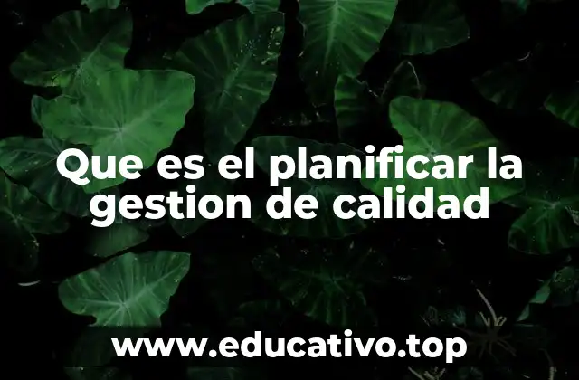Que es el planificar la gestion de calidad
