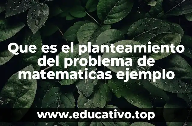 Que es el planteamiento del problema de matematicas ejemplo