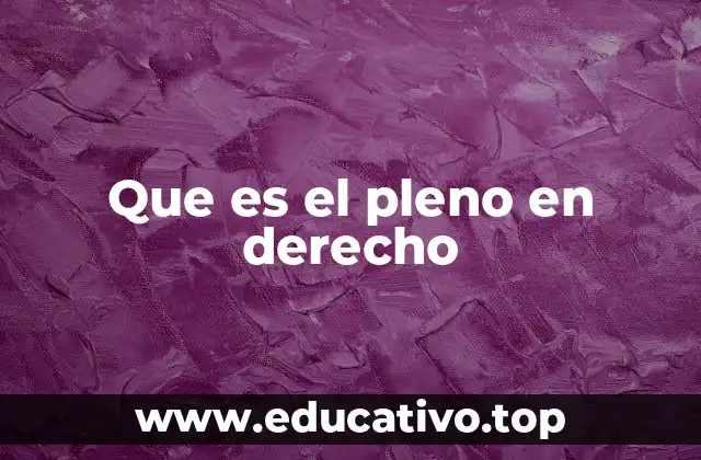 Que es el pleno en derecho