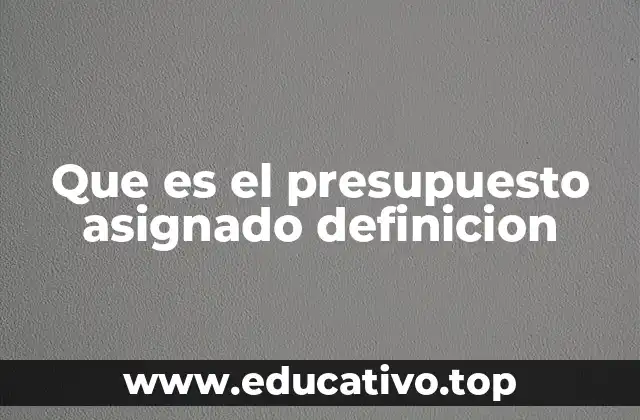 Que es el presupuesto asignado definicion