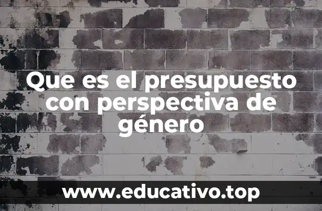 Que es el presupuesto con perspectiva de género